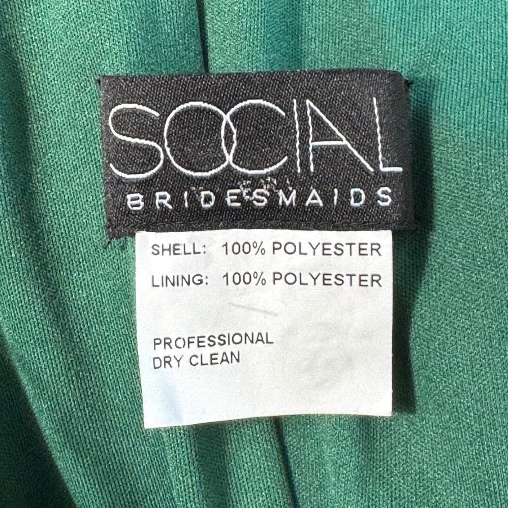 New Social Bridesmaids Womens 6 Hunter Green Chiffon OffShoulder Gown Long Dress - Picture 8 of 13